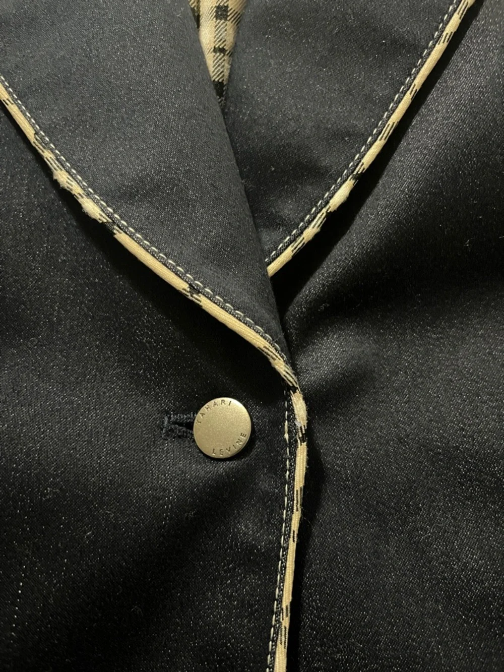 Tahari Navy Blazer with Contrast Trim - Picture 9 of 9